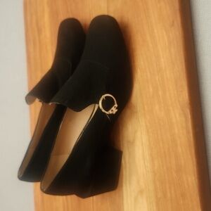 Tory Burch, 9.5 med, blk suede, square chunky heel